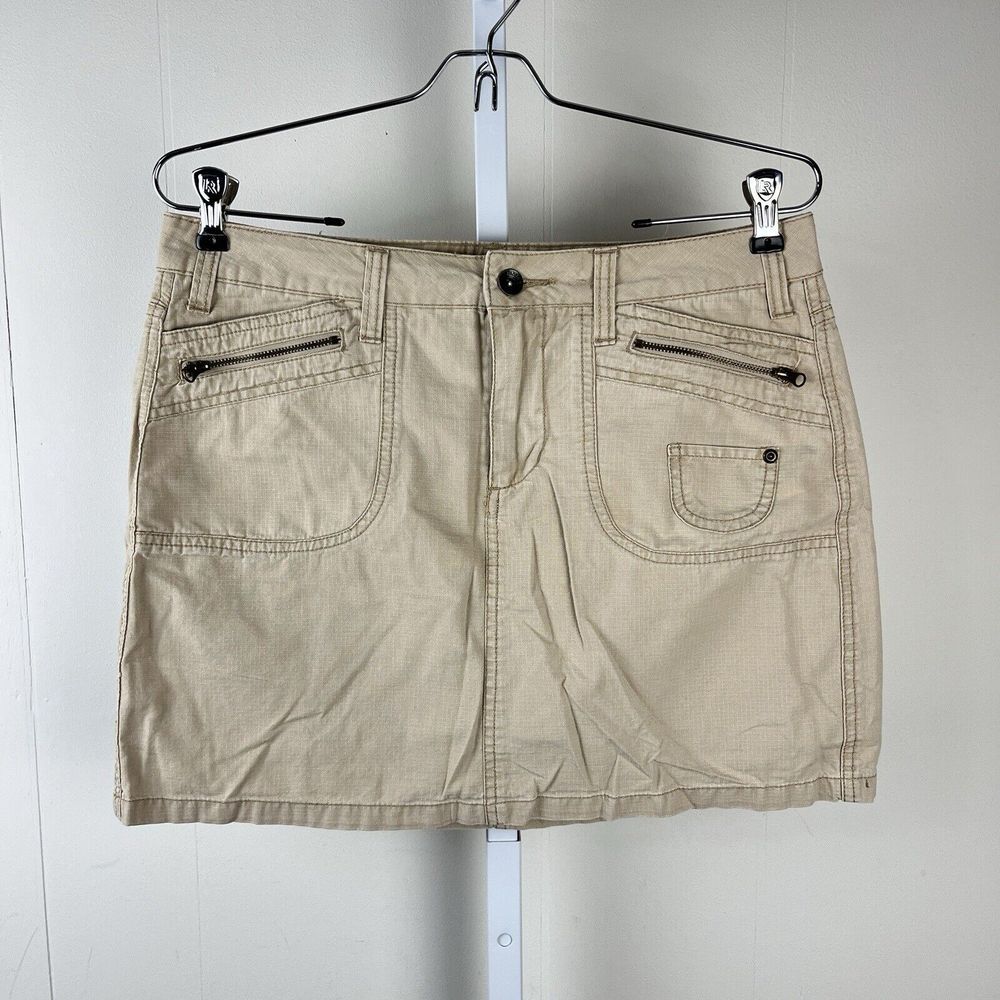 Vintage Faded Glory Y2K Khaki Mini Skirt Ripstop Womens Size 8 Retro Club